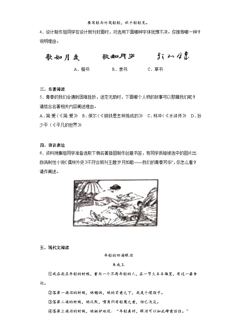 2023年浙江省嘉兴市中考一模语文试题（含解析）第2页