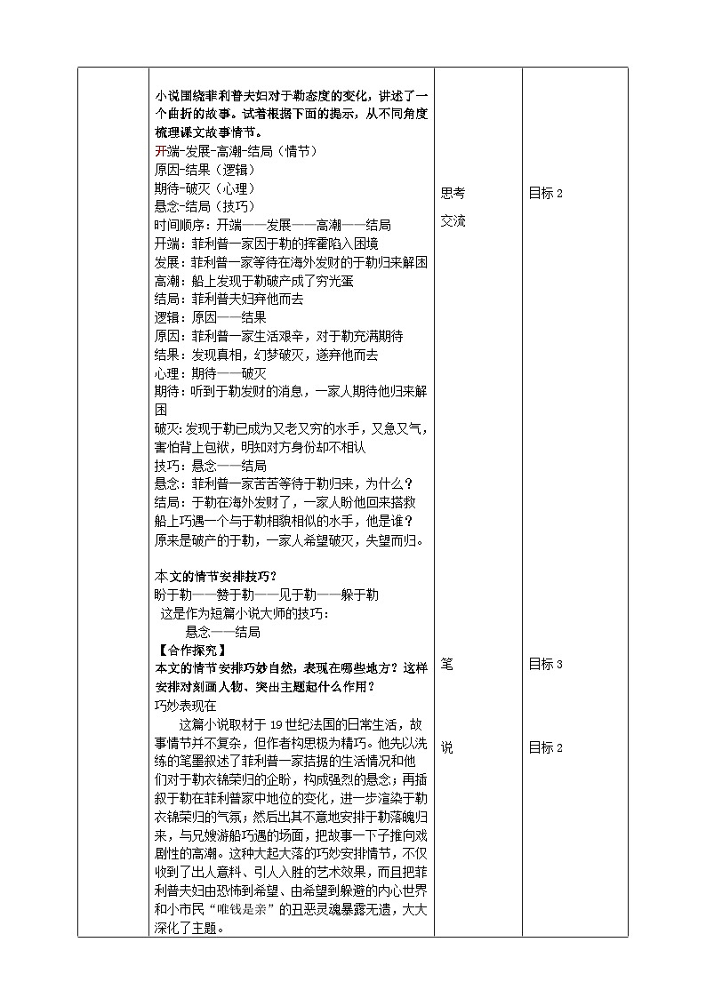 2023-2024 部编版语文九年级上册 16《我的叔叔于勒》第一课时课件+学案+教案（表格式）03