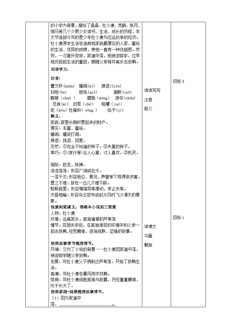 2023-2024 部编版语文九年级上册 17《孤独之旅》第一课时课件+学案+教学设计（表格式）02