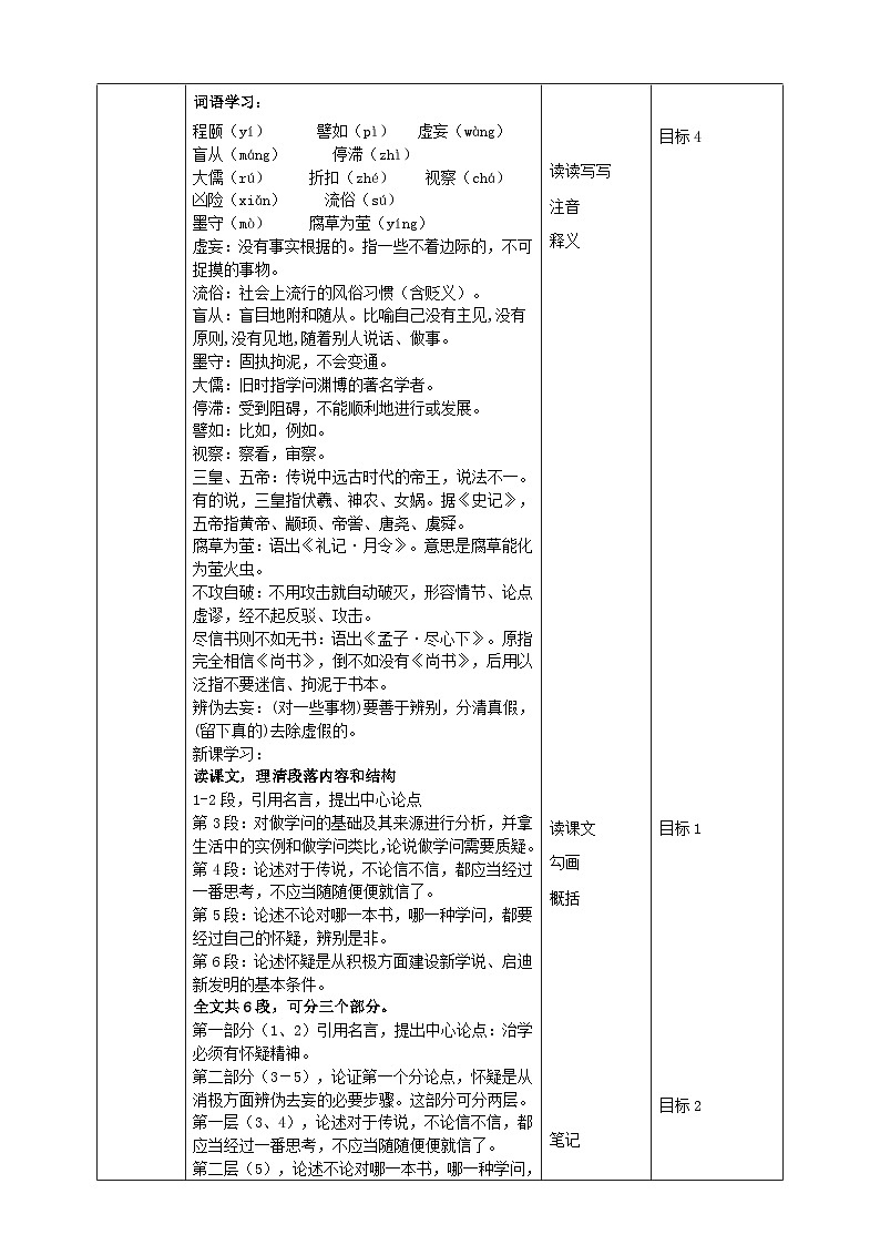 《怀疑与学问》第一课时教学设计第2页