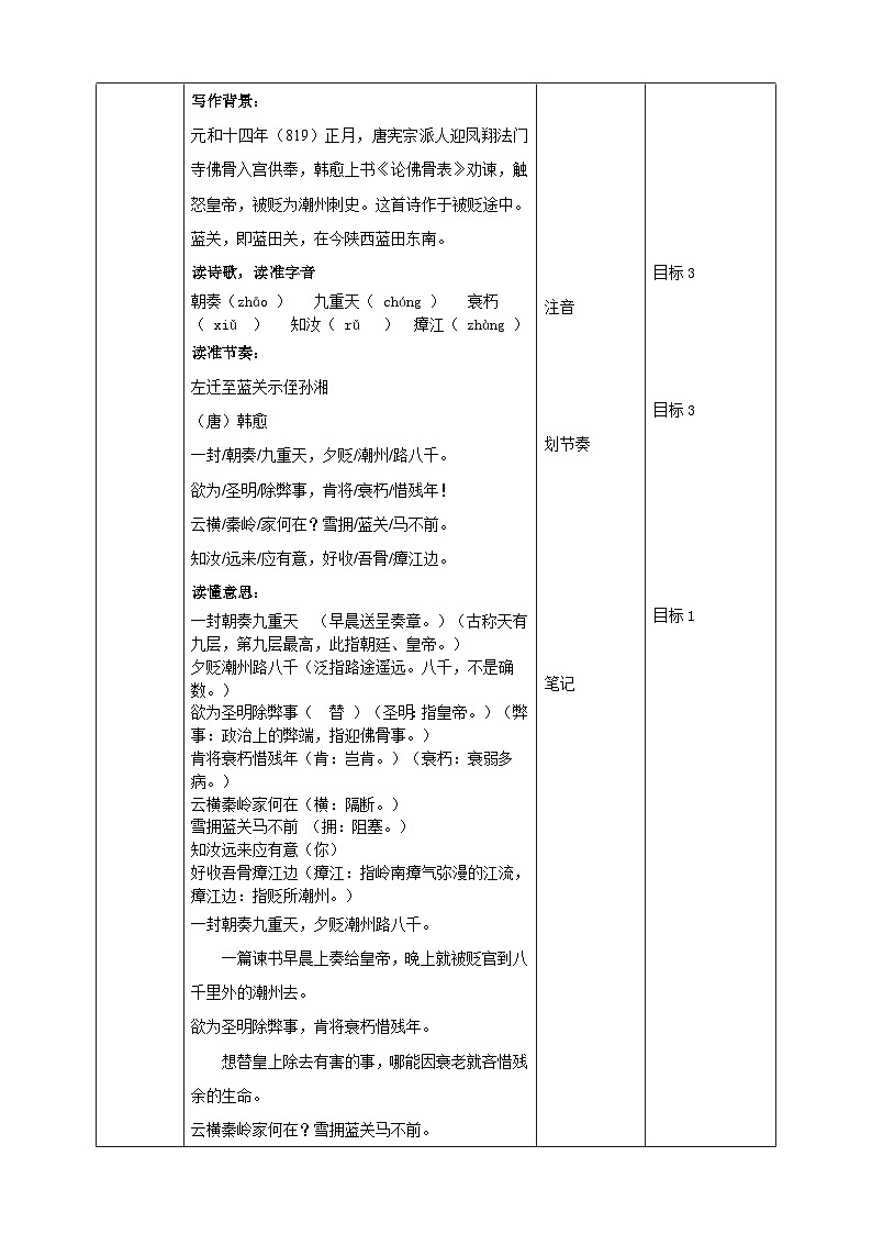 《左迁至蓝关之侄孙湘》教学设计第2页