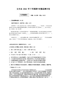 安乡县 2022 年下学期期中质量监测问卷九年级语文试题