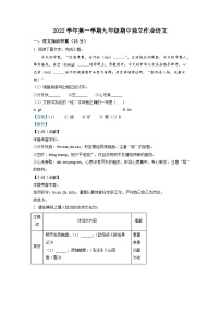 浙江省东阳市吴宁联盟2022-2023学年九年级上学期期中语文试题（解析版）