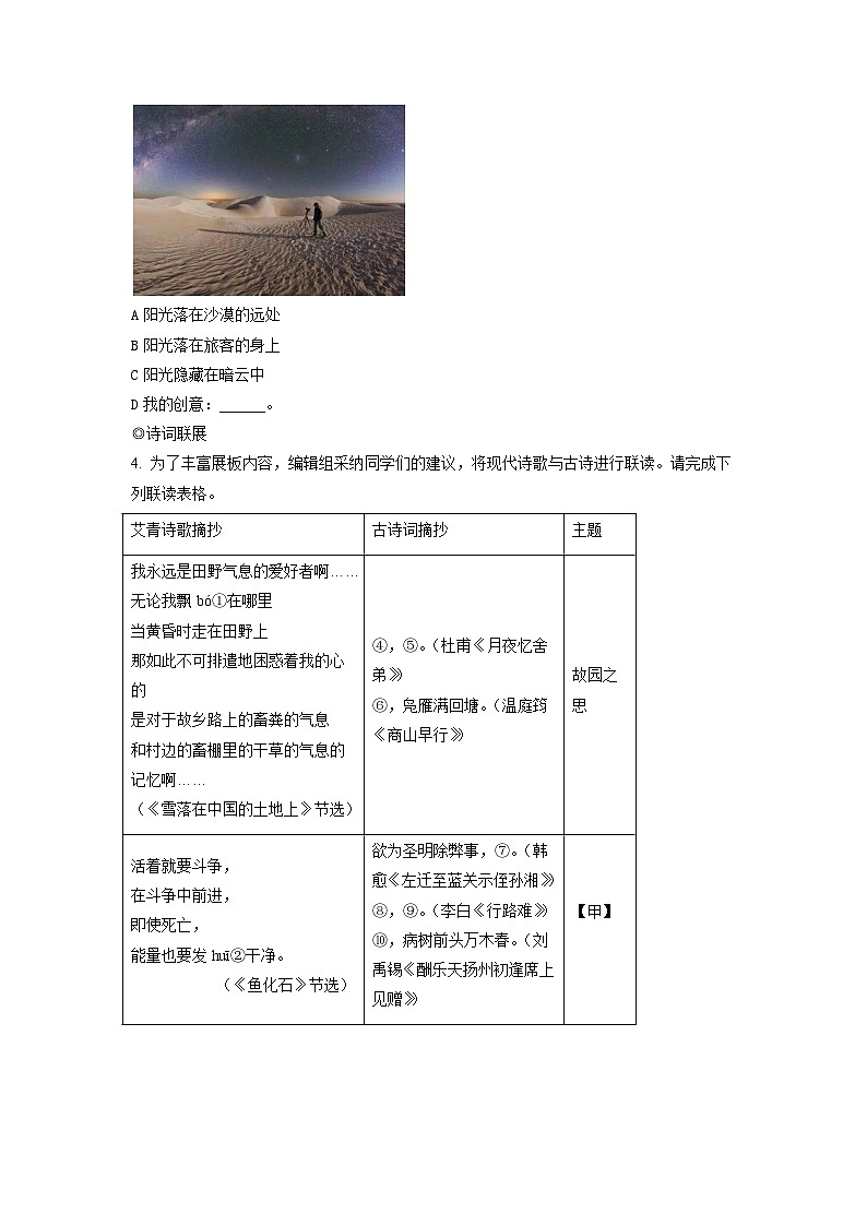 浙江省温州市瑞安五校联盟2022-2023学年九年级上学期期中语文试题（解析版）第3页