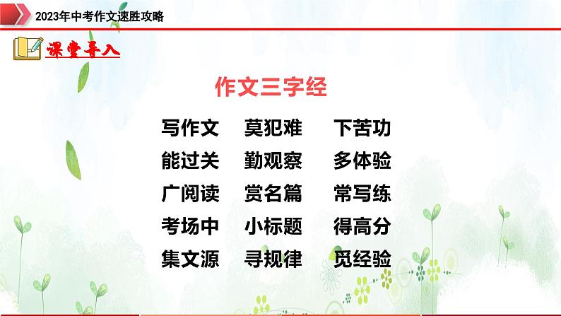 专题9：拟小标题，新颖突出-2023年中考作文速胜攻略与满分范文精选课件PPT第2页