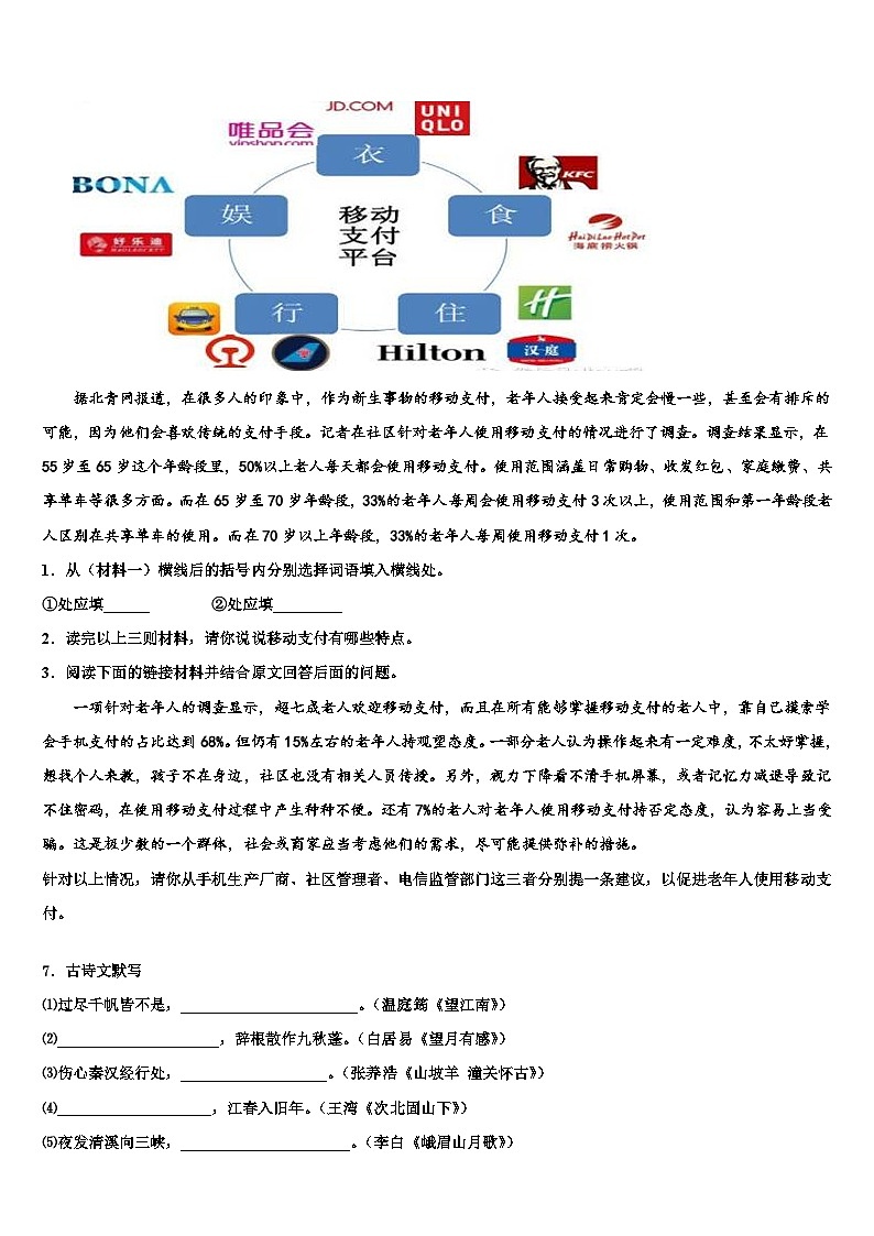 2023届安徽省合肥市滨湖区寿春中学中考二模语文试题含解析第3页