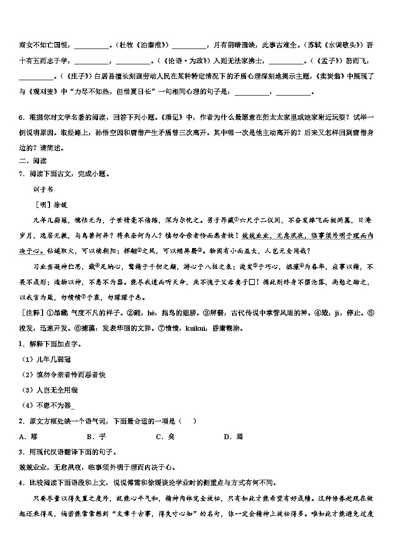 2023届广东省茂名市十校联考中考四模语文试题含解析02