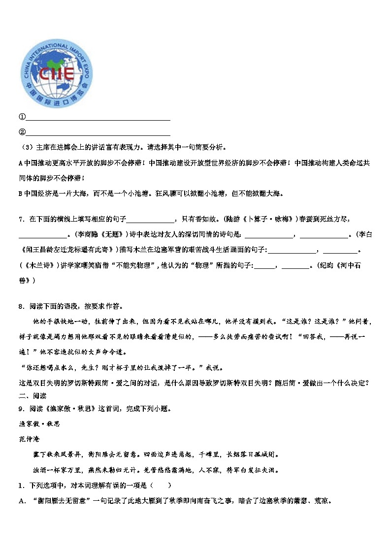 2023届广东省梅州市梅江实验中学中考语文考试模拟冲刺卷含解析第3页