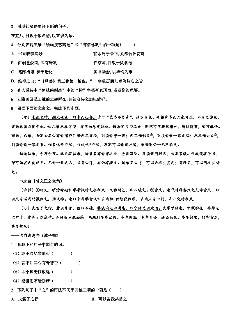 2023届广东省深圳市龙华实验学校中考五模语文试题含解析03