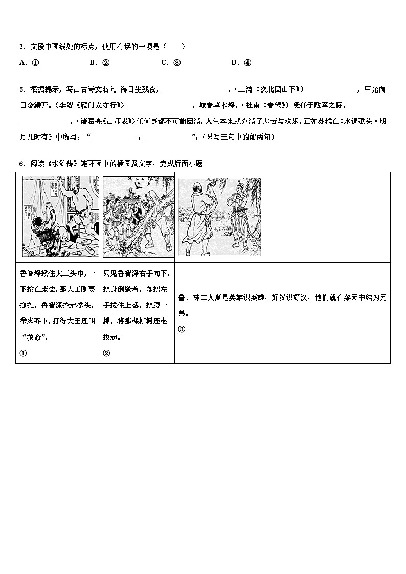 2023届广东省深圳市深圳外国语达标名校十校联考最后语文试题含解析02