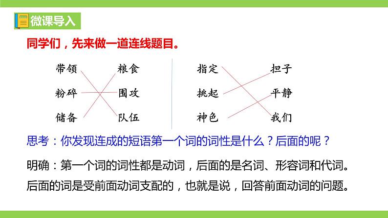 部编教材语法修辞“补白”七下微课《动宾短语》（PPT+任务单）02