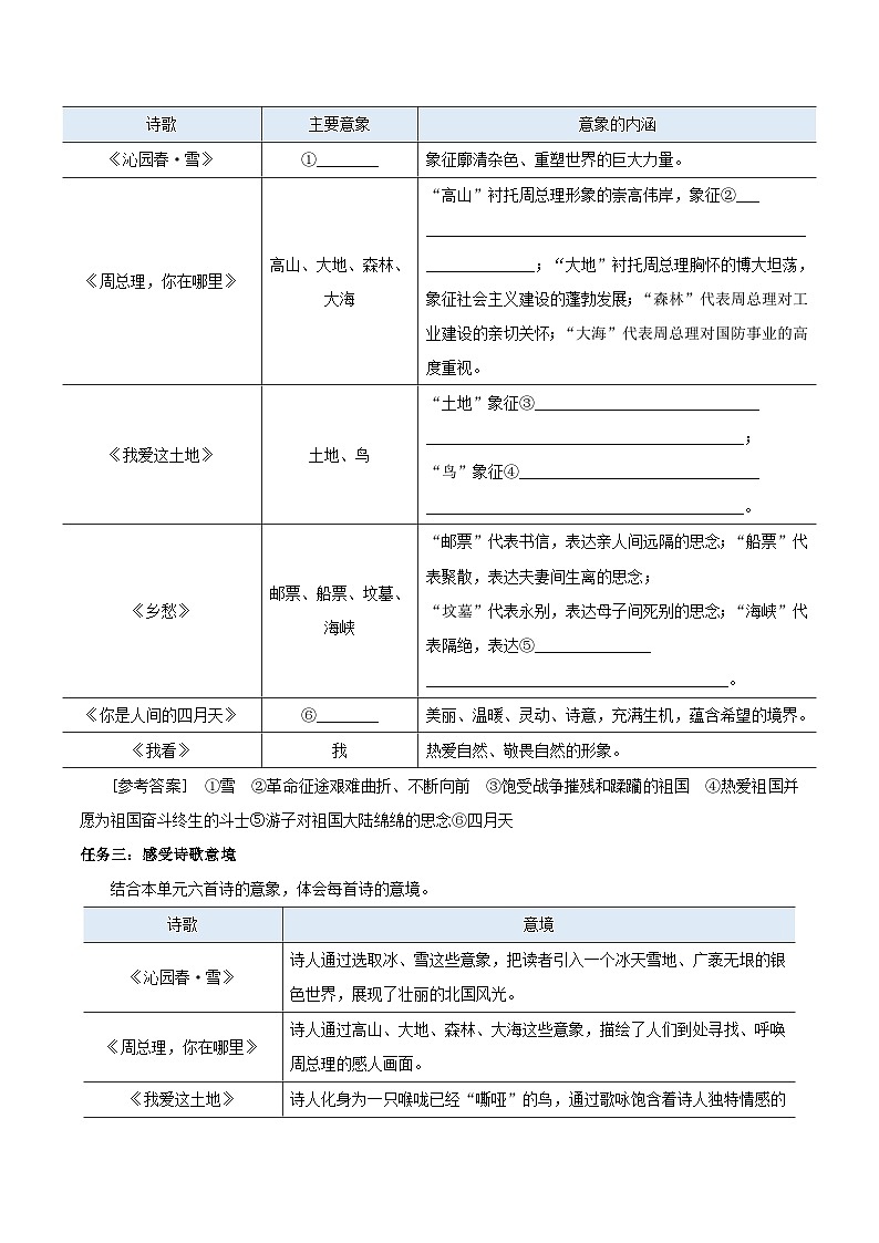 2023九年级语文上册第一单元活动探究任务单教学设计新人教版02