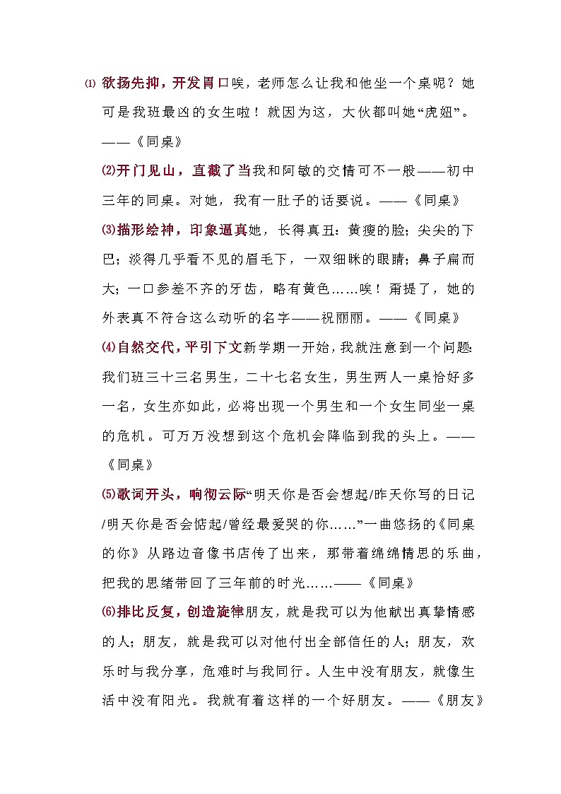 初中语文作文素材之开头技巧01