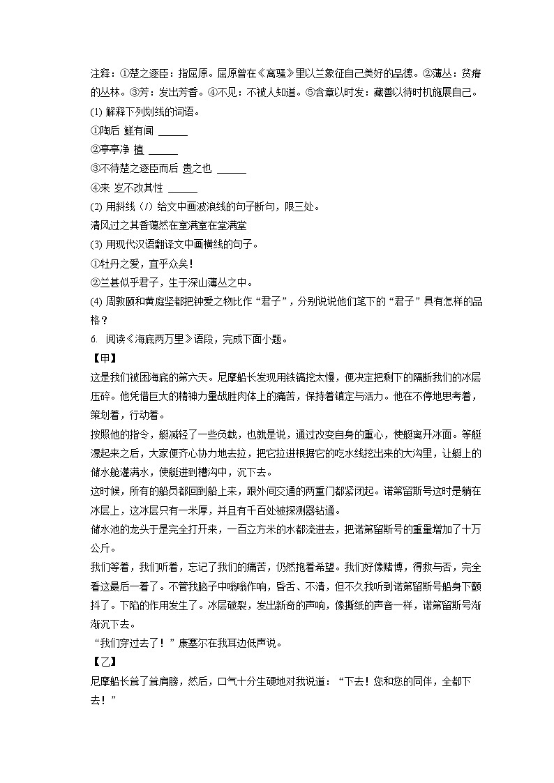 2022-2023学年河北省沧州市任丘市七年级（下）期末语文试卷（含答案解析）第3页