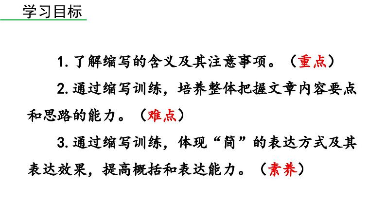 部编版九年级语文上册  第4单元 写作 学习缩写课件PPT第3页