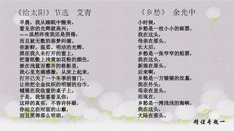 部编版九年级语文上册--名著导读专练《艾青诗选》如何读诗（课件）第8页