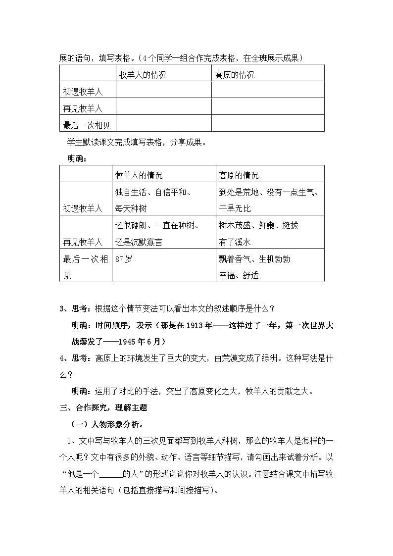 第13课《植树的牧羊人》教学设计++2022-2023学年统编版语文七年级上册第2页