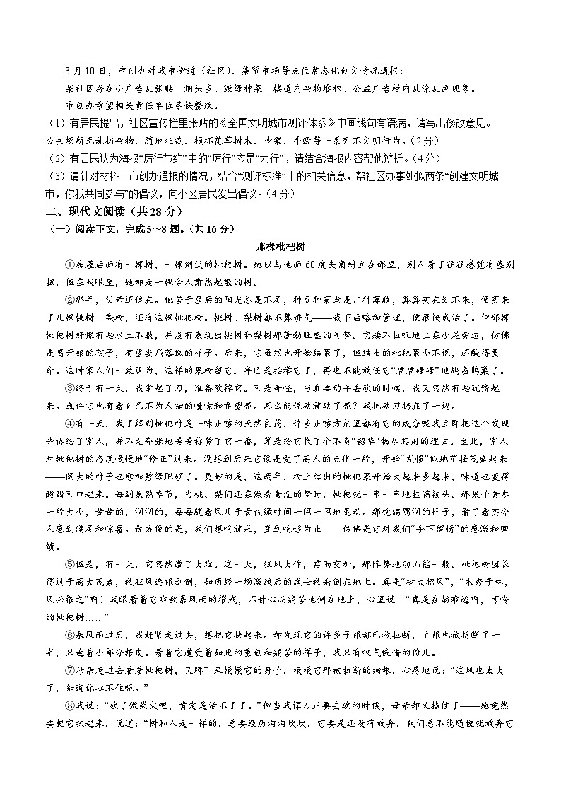 河南省周口市商水县全县联考2022-2023学年九年级下学期期中语文试题03