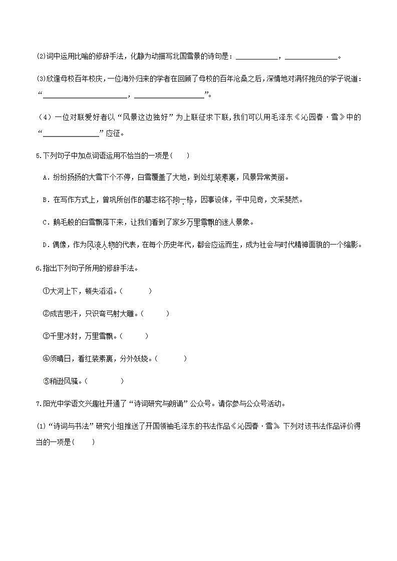 第1课《沁园春·雪》（学生版）第3页