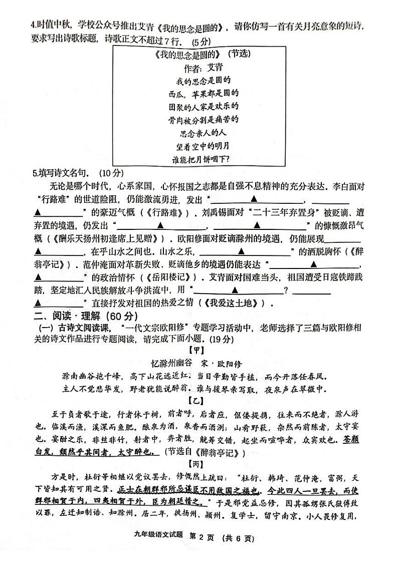 江苏省连云港市灌南县教育联盟校2023-2024学年九年级上学期学业质量阶段性检测联考语文试题（月考）02