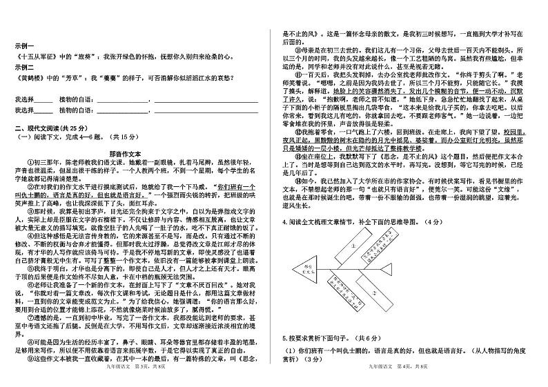河南省郑州市中原区锦江中学2023-2024学年九年级上学期入学测试语文试卷02
