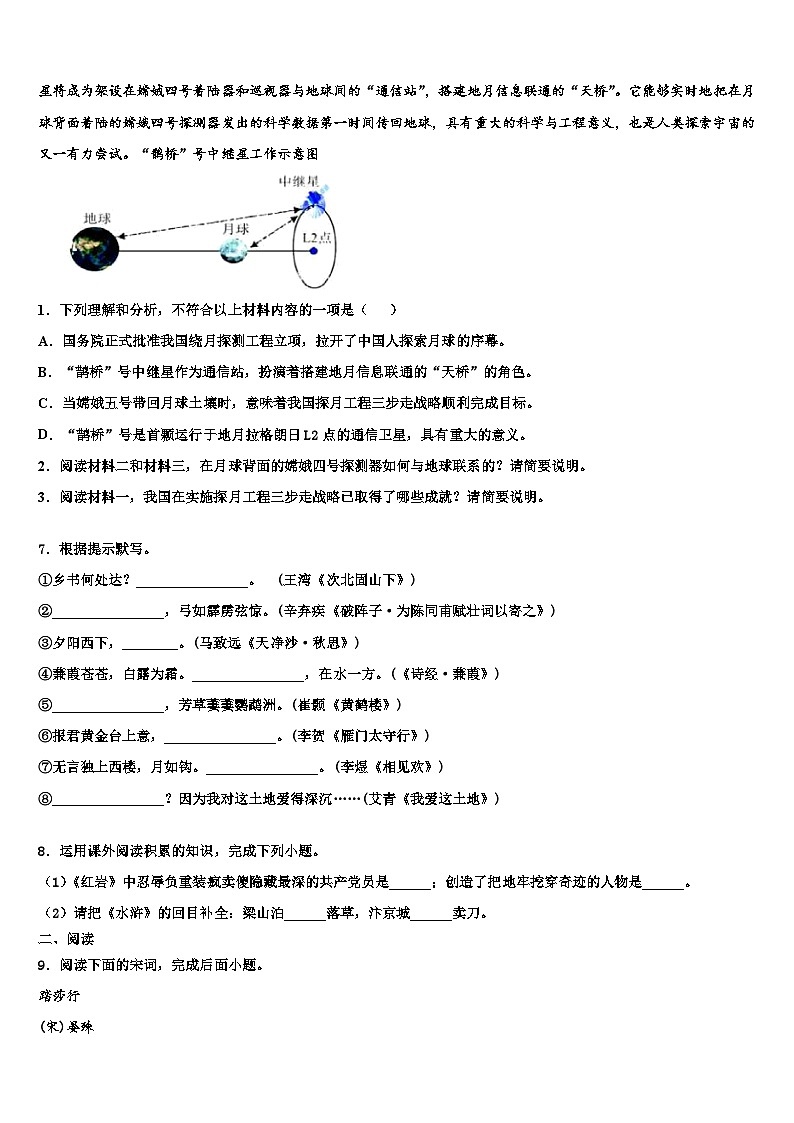 2023届河北省廊坊市安次区重点中学中考联考语文试卷含解析03