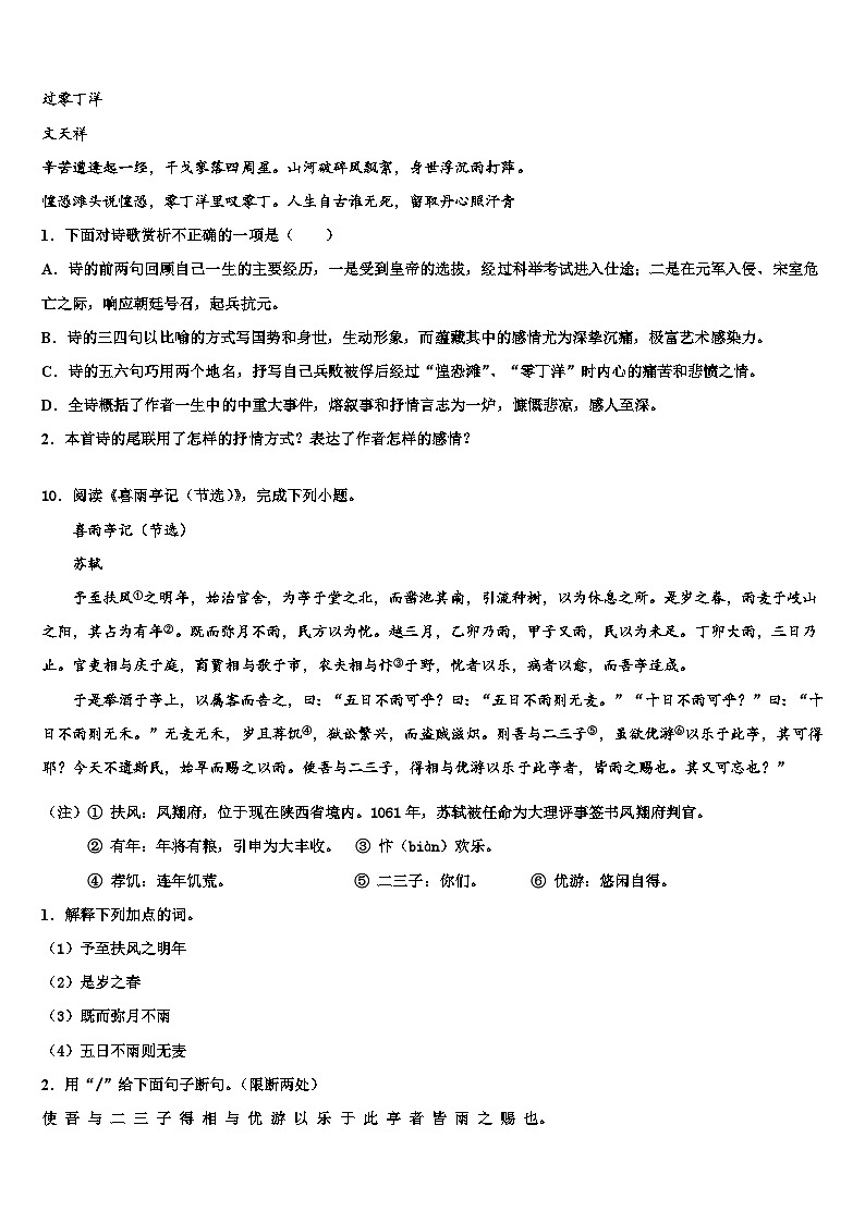 2023届黑龙江省大庆市第五十七中学十校联考最后语文试题含解析03