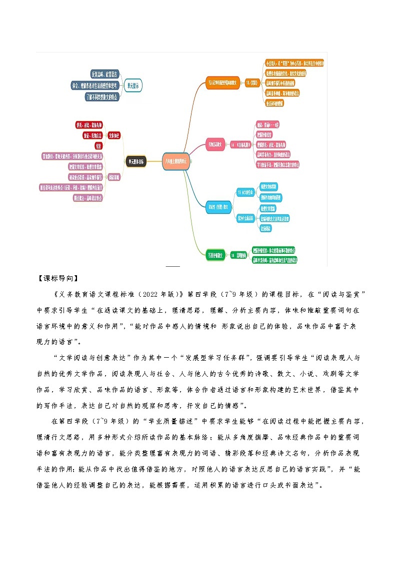 第四单元整体教学设计【大单元教学】八年级语文上册 2023-2024学年统编版02