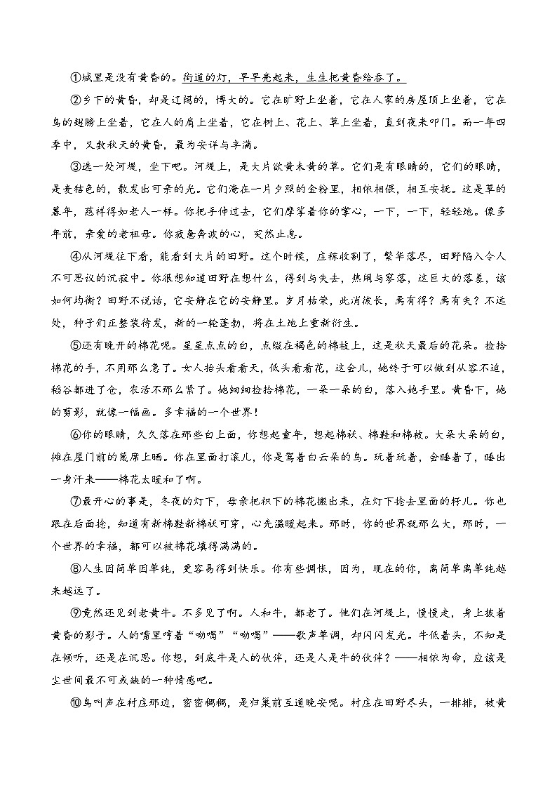 专题06 现代文阅读（文学类文本）（过关训练）- 2023-2024学年七年级上学期语文期中复习大礼包（统编版）（原卷版）第3页