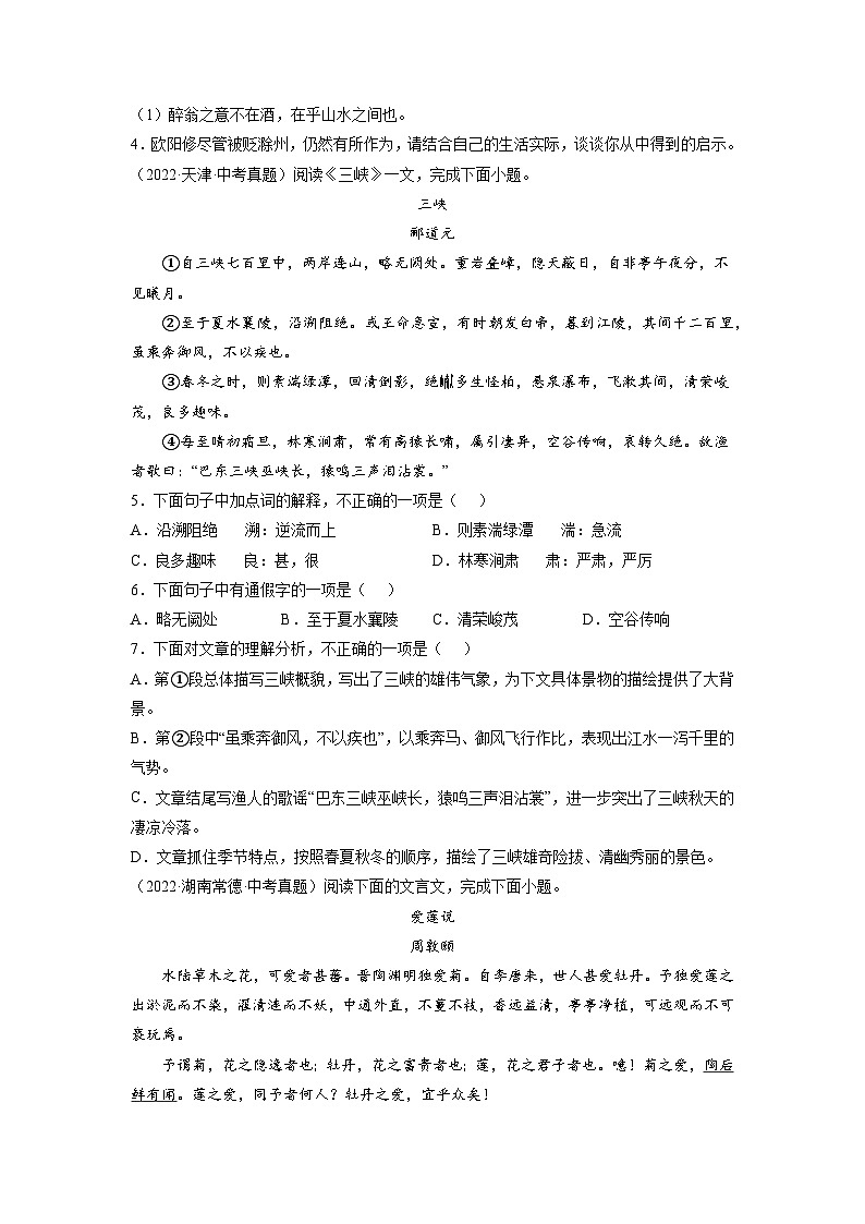 2023年中考语文基础考点精讲精练专项汇编专题11 文言文阅读：山水游记(原卷版)第2页