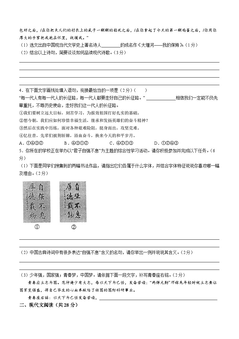 河南省驻马店市平舆县2022-2023学年九年级上学期期中语文试题02