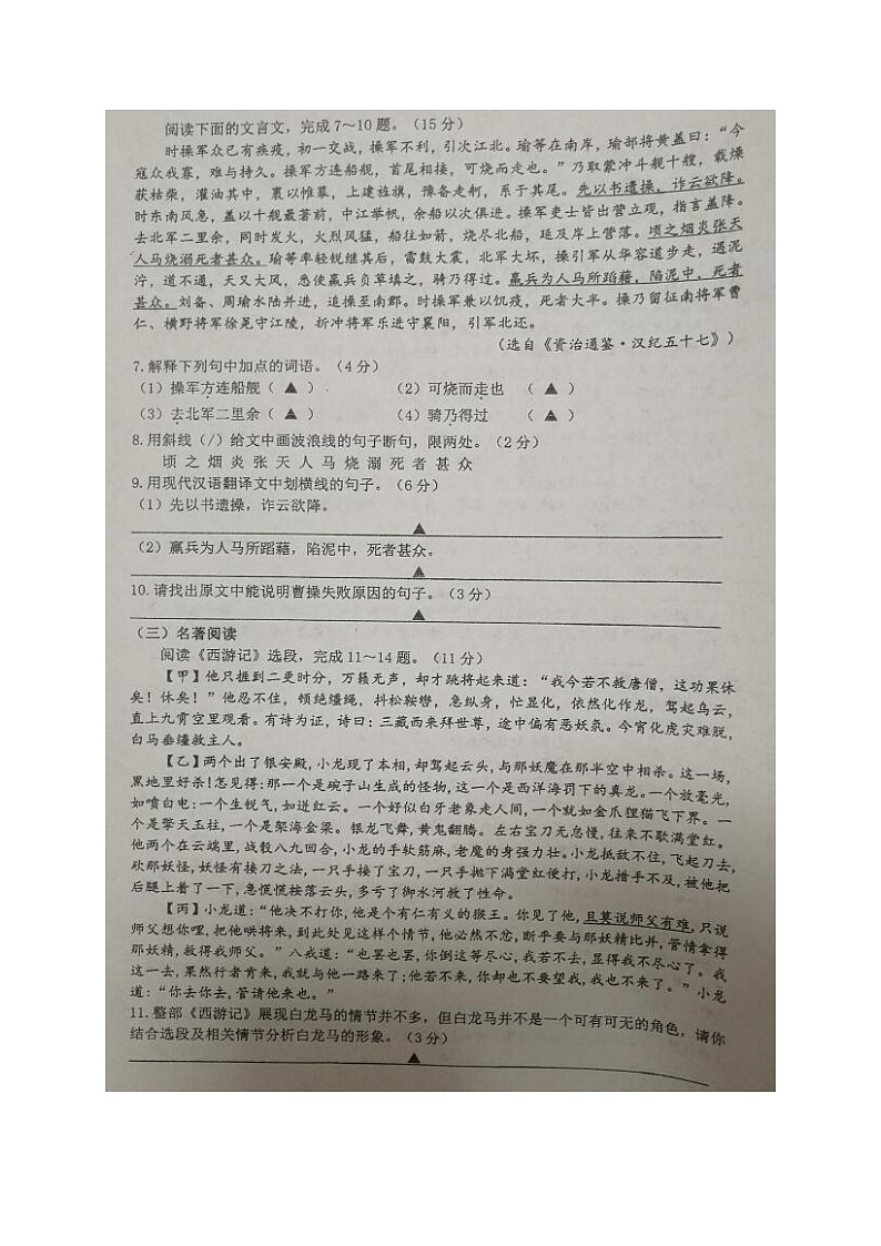 江苏省连云港市新海初级中学2021-2022学年九年级下学期期中考试语文试题（含答案）第3页