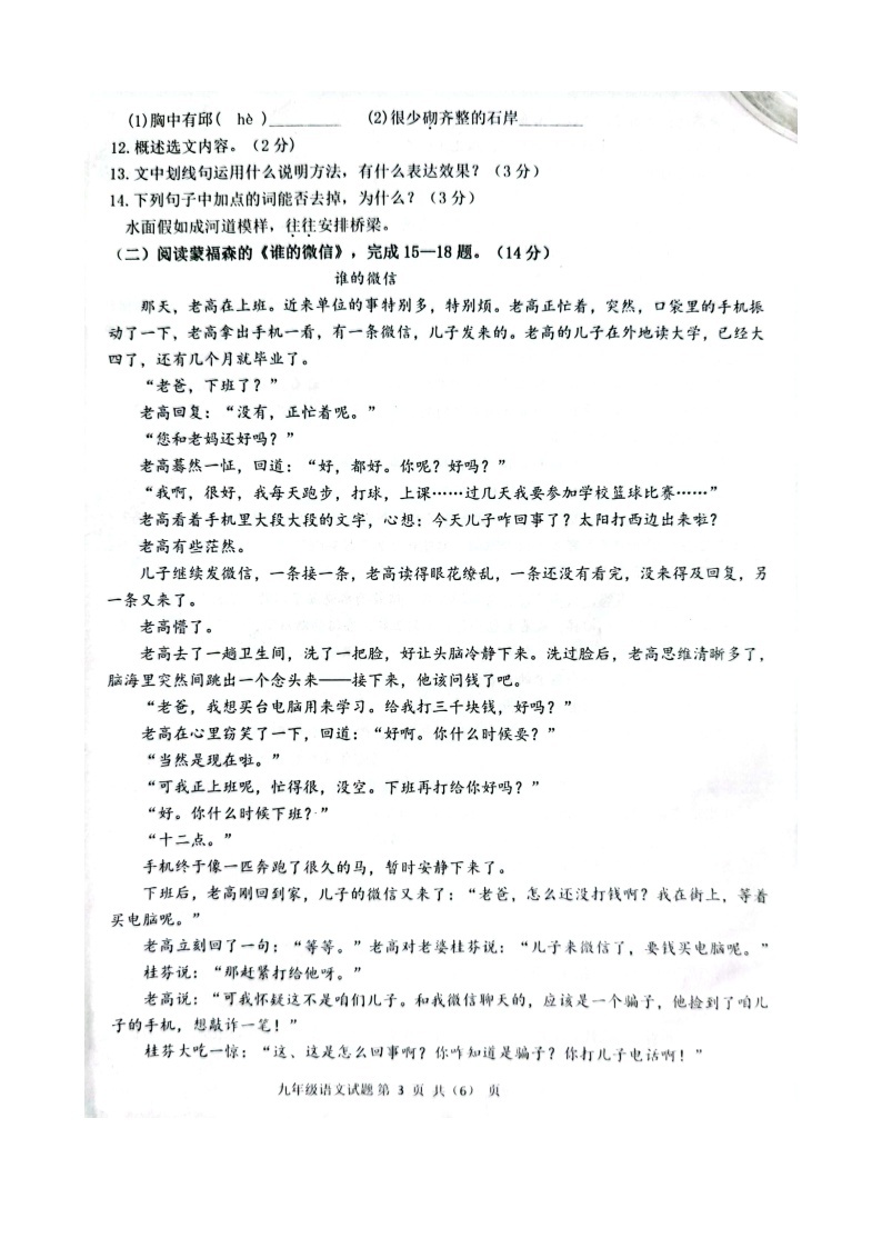 山东省菏泽市单县2022-2023学年九年级下学期期中语文试题（含答案）03