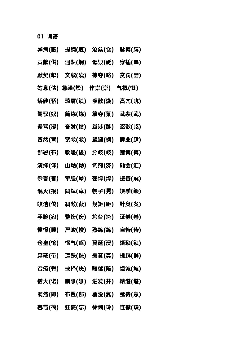 初中语文易错词语+成语最全汇总第1页