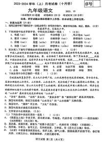 辽宁省大连市金普新区2023-2024学年九年级上学期10月月考语文试题