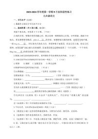 贵州省贵阳市第四十中学2023-2024学年九年级上学期9月月考语文试题