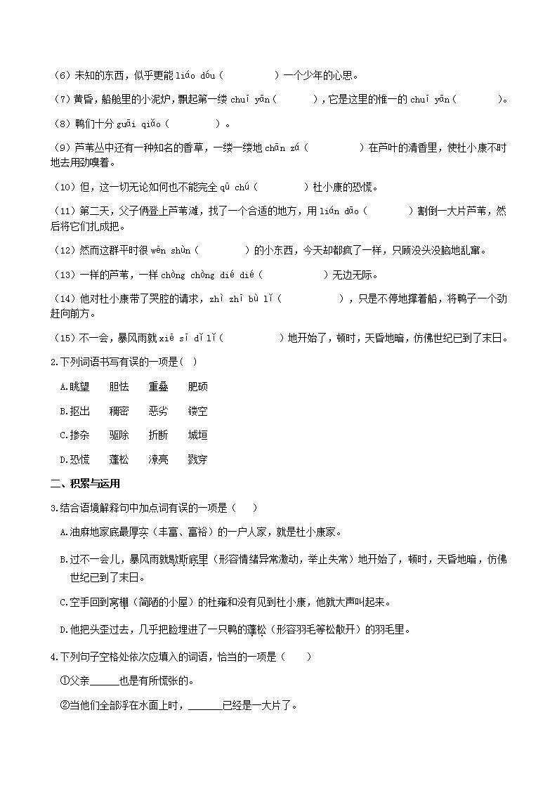部编版语文九上第17课 《孤独之旅》【晨读晚练】（类文阅读+同步练习）03