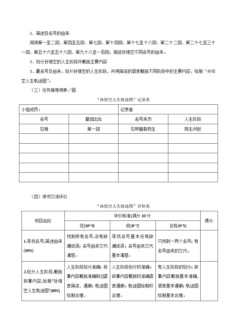 1.2《西游记》导读二 一只神猴的成长史（任务单）大单元教学2023-2024学年七年级语文上册统编版第2页