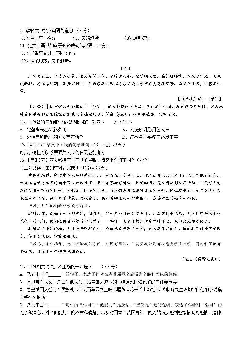 广东省茂名市信宜市2023-2024学年八年级上学期期中语文试题03