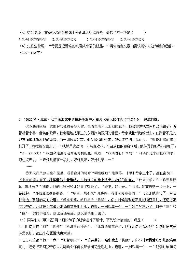 【期中真题】（北京专用）2023-2024学年七年级语文上学期期中真题分类专题汇编 专题07 课内现代文阅读--试卷.zip03