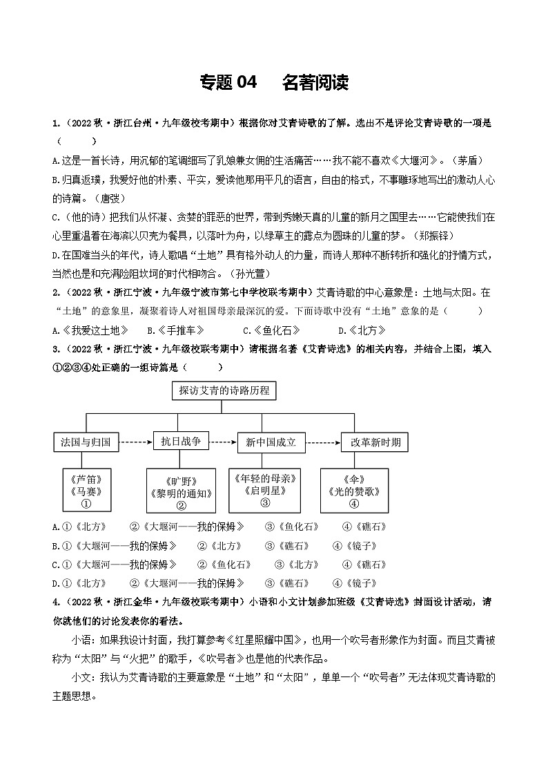 【期中真题】（浙江专用）2023-2024学年九年级语文上学期期中真题分类汇编专题04  名著阅读-试卷.zip01