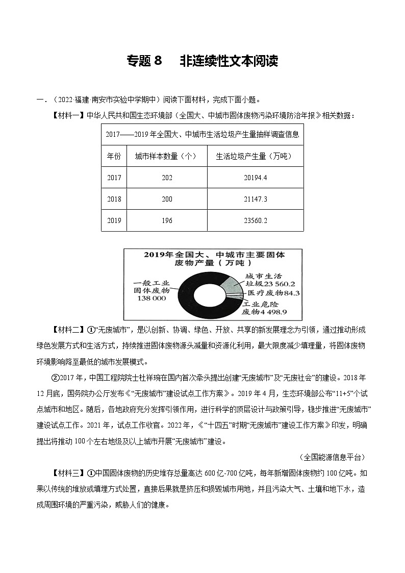 【期中真题】（福建专用）2023-2024学年七年级上册语文 期中真题分类专题汇编 专题08+非连续性文本阅读-试卷.zip01