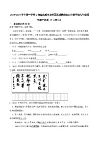 甘肃省武威市凉州区双城镇南安九年制学校2023-2024学年九年级上学期期中语文试题