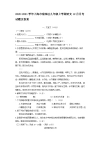 2020-2021学年上海市浦东区九年级上学期语文12月月考试题及答案