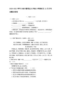 2020-2021学年上海市普陀区九年级上学期语文12月月考试题及答案