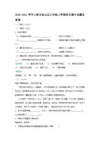 2020-2021学年上海市金山区九年级上学期语文期中试题及答案
