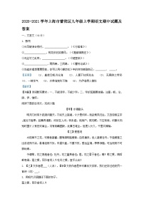 2020-2021学年上海市普陀区九年级上学期语文期中试题及答案