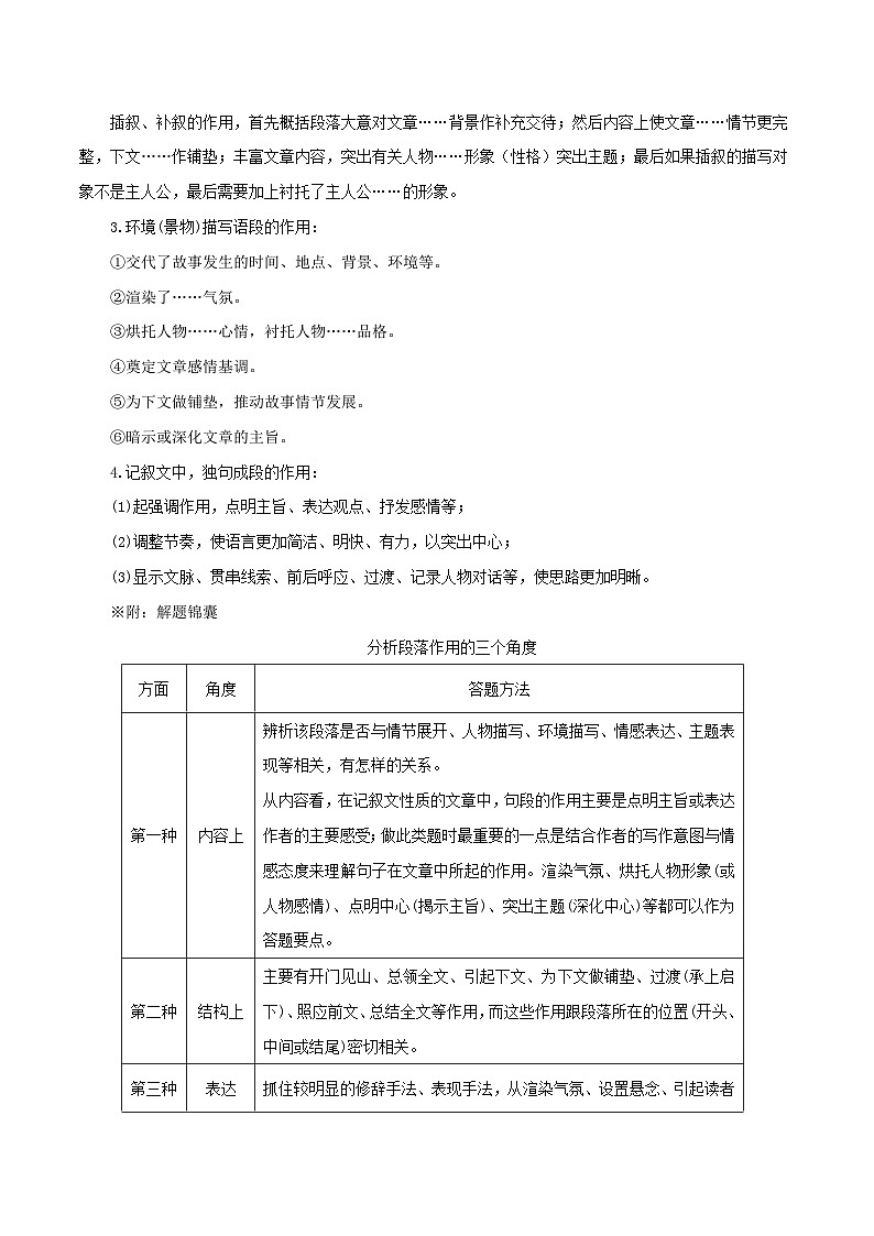 专题3  段落 2024年中考语文记叙文阅读专讲专练（原卷版）第3页