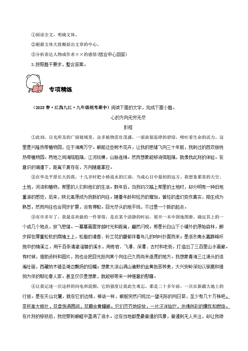 专题6  人称 2024年中考语文记叙文阅读专讲专练（原卷版）03