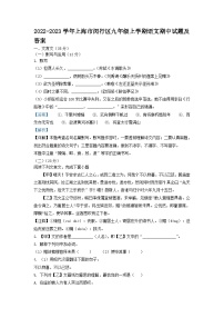 2022-2023学年上海市闵行区九年级上学期语文期中试题及答案